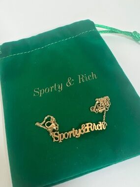 Sporty & Rich gold classic logo anklet